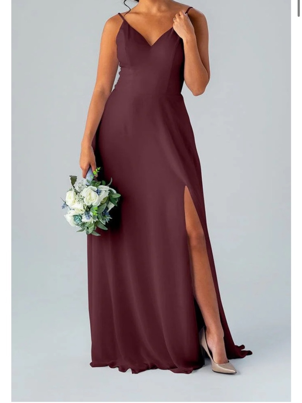 Sleeveless V-Neck Burgundy Prom Dress with Side Slit